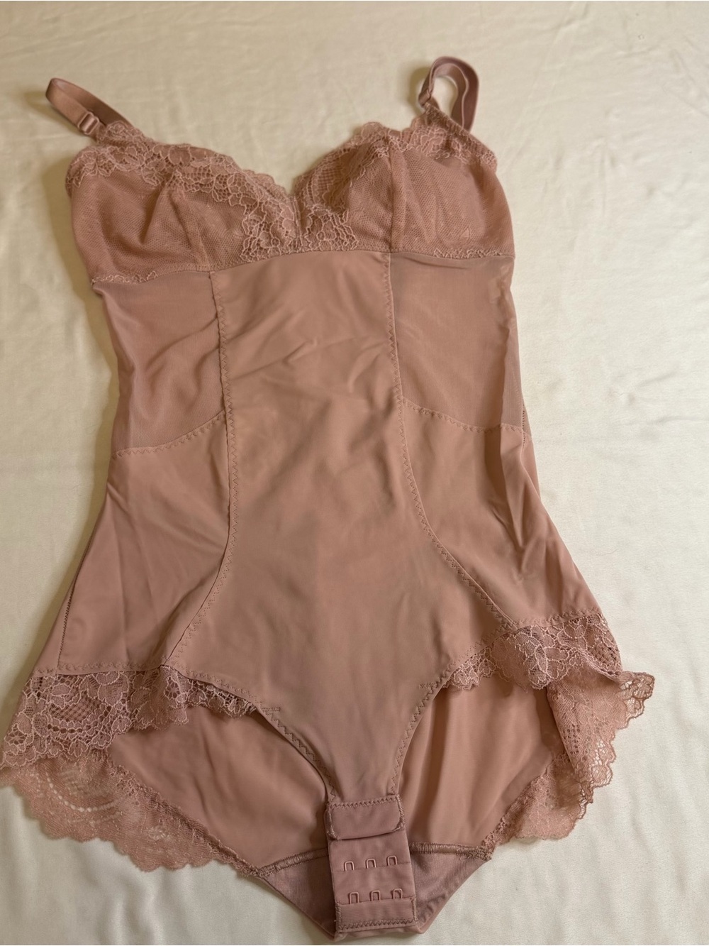 Red Hot by Spanx Bodysuit Size Small Pink Lace Shapewear Lingerie